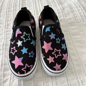 Vans Girl Black Stars Slip-on Shoes in Size 11